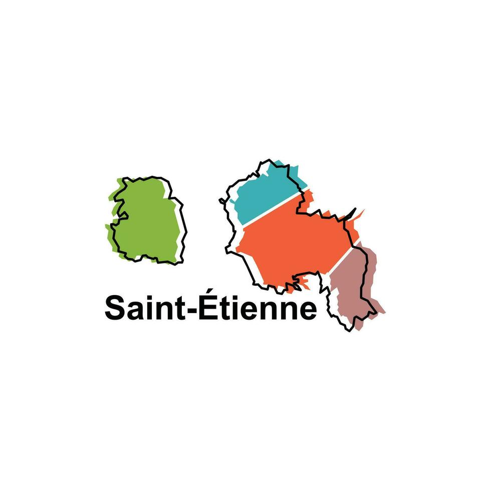 Saint Etienne City Map Vector isolated illustration of simplified administrative, map of France Country design template