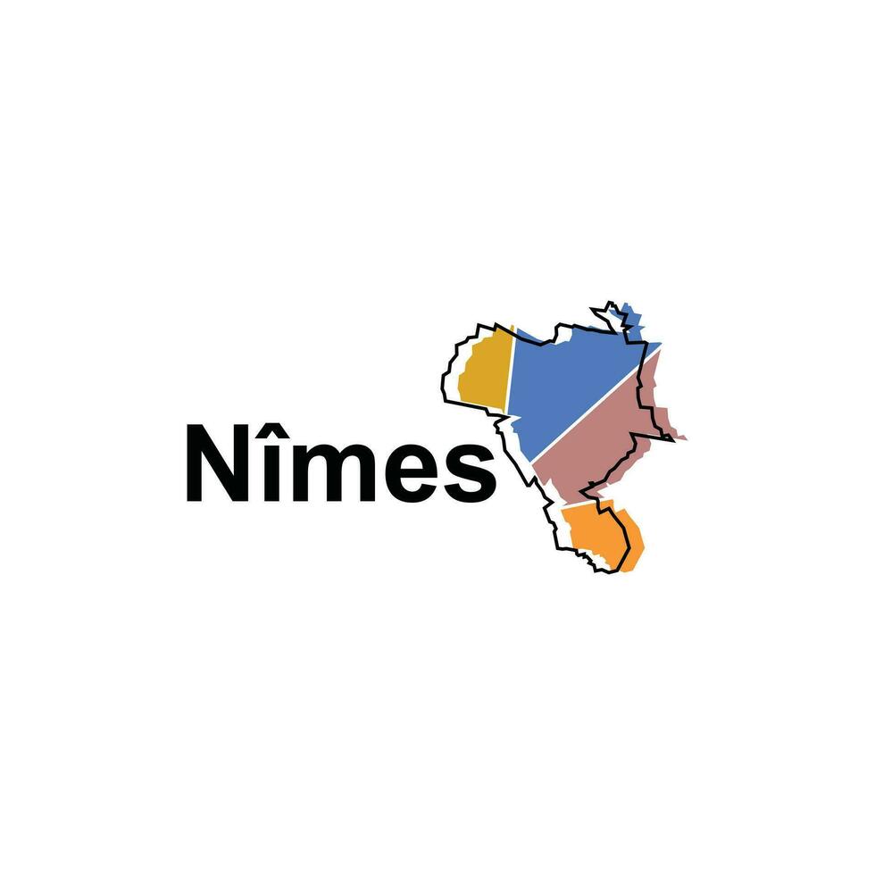 Nimes City Map Vector isolated illustration of simplified administrative, map of France Country design template