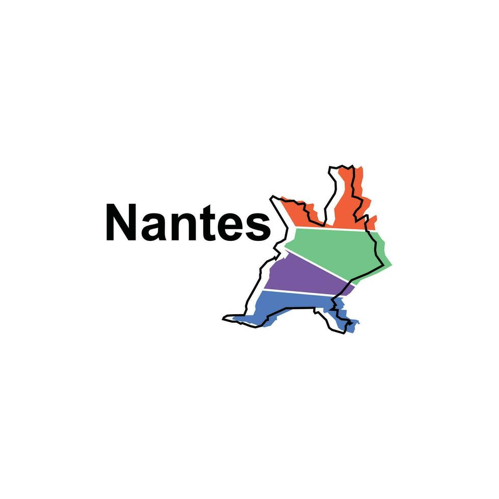 Nantes City Map Vector isolated illustration of simplified administrative, map of France Country design template