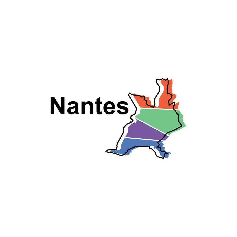 nantes ciudad mapa vector aislado ilustración de simplificado administrativo, mapa de Francia país diseño modelo