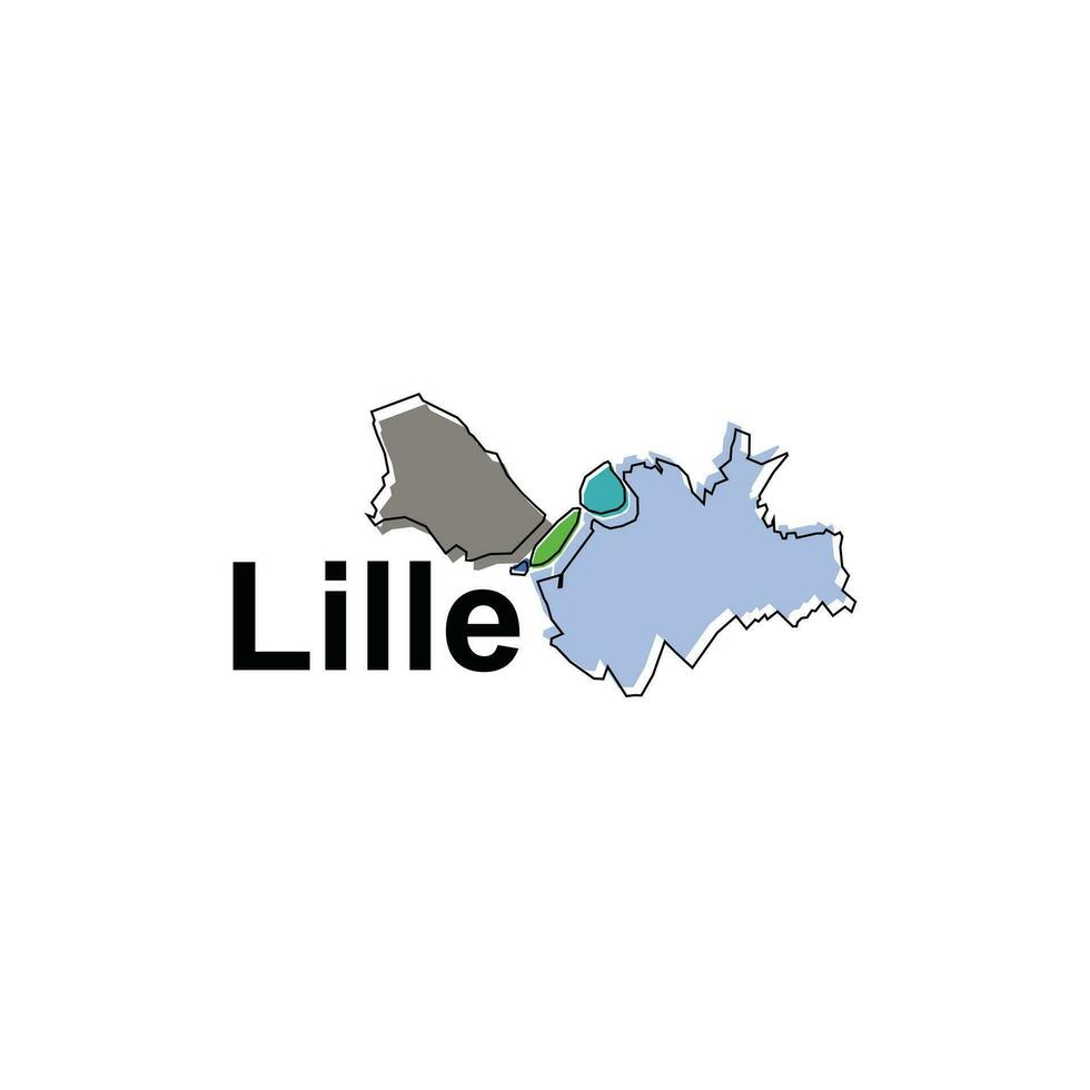 lille ciudad mapa vector aislado ilustración de simplificado administrativo, mapa de Francia país diseño modelo