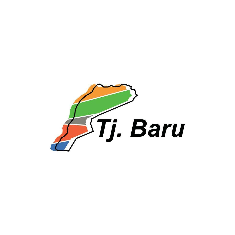 Tj. Baru map. vector map of Indonesia Country colorful design, illustration design template on white background