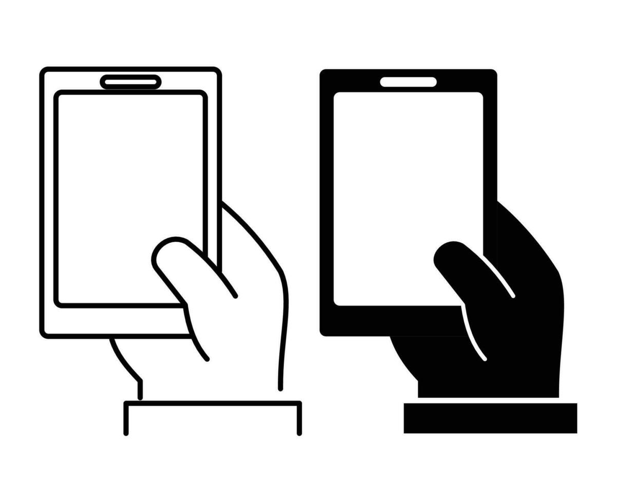 Hand Holding smartphone Icon Set vector