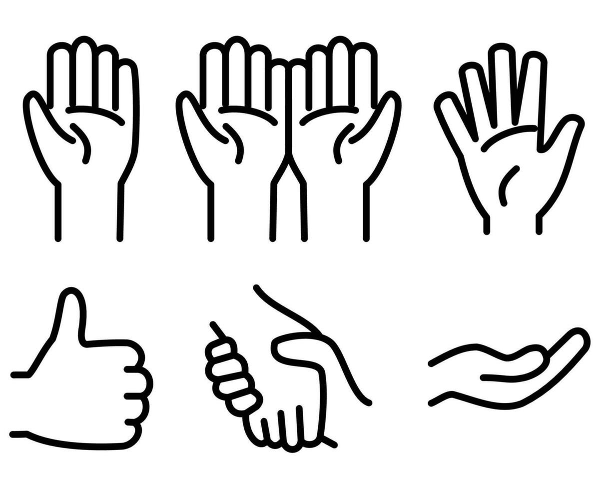 Hand gesture icon set of various shapes vector