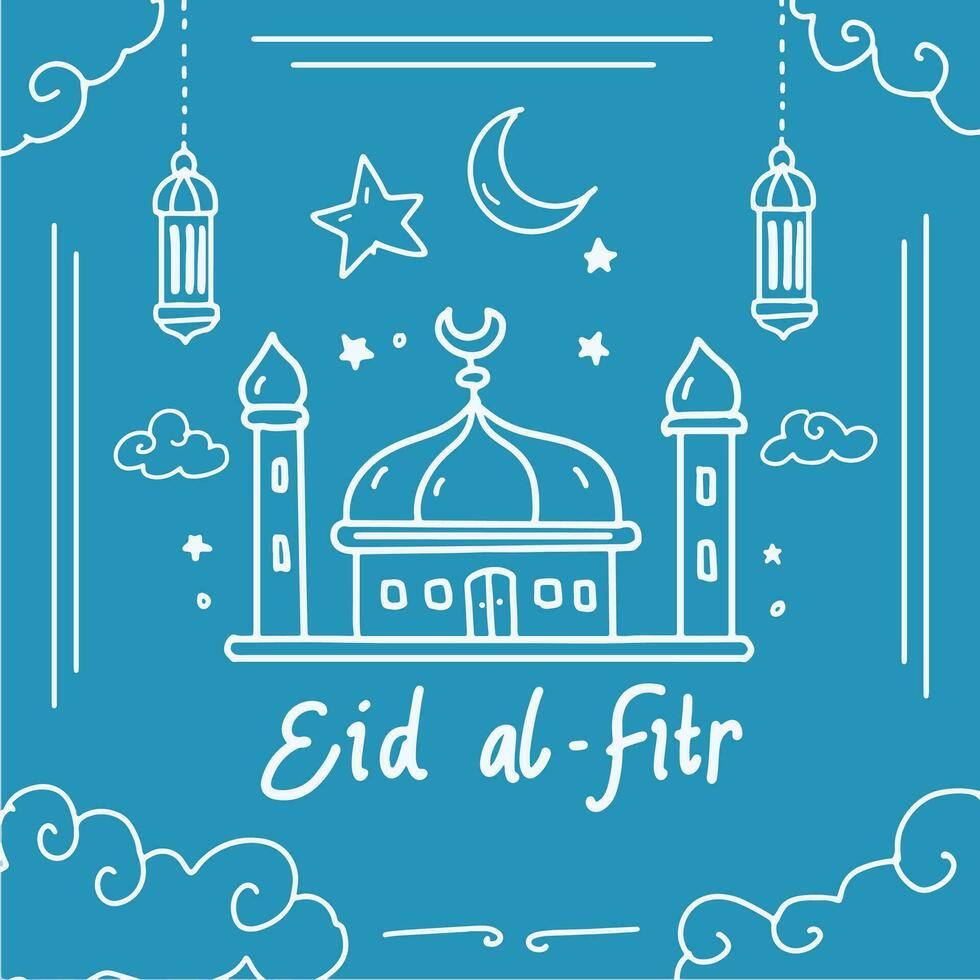 mano dibujado garabatos eid Alabama fitr islámico celebracion día vector eps 10
