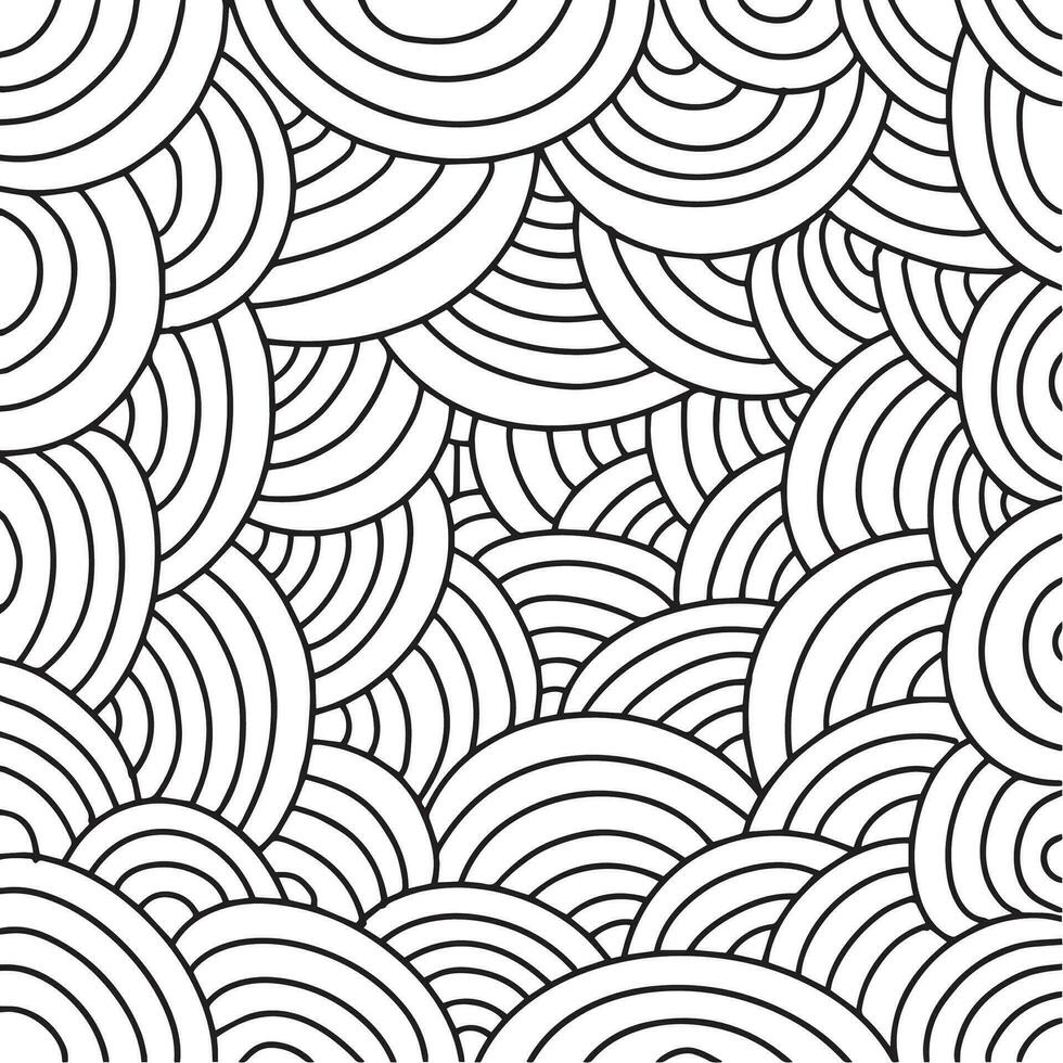 Hand drawn rounded lines doodle pattern vector EPS 10