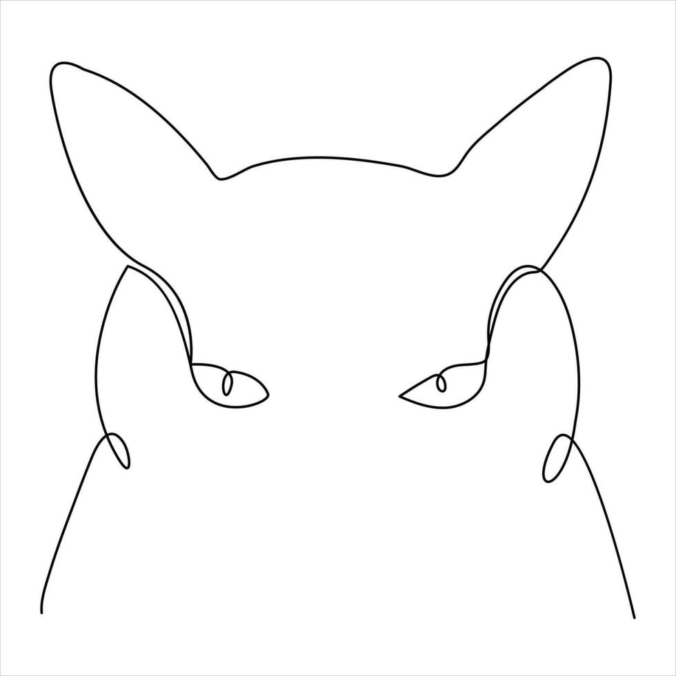 Continuous single line drawing of a cute cat pet animal vector art drawing