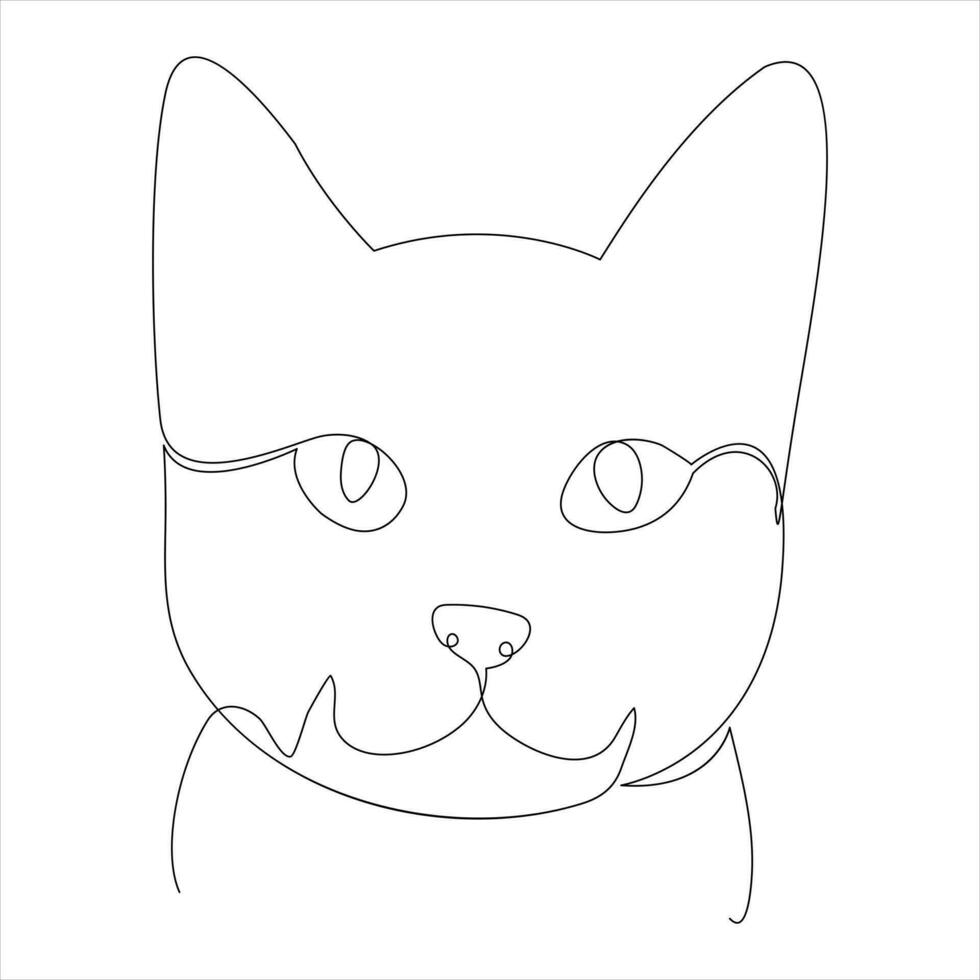 Continuous single line drawing of a cute cat pet animal vector art drawing