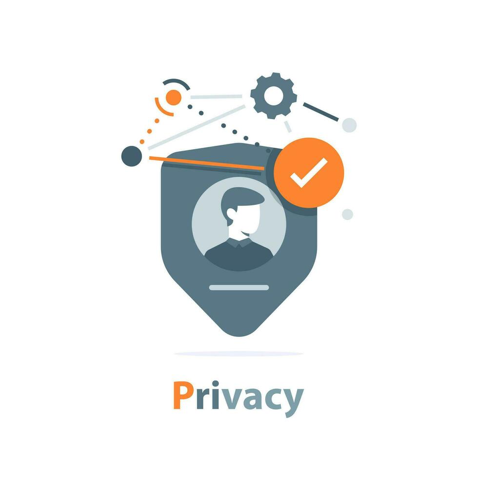 Privacy icon,personal protection sign, authentication security icon, secure confidentiality label image vector