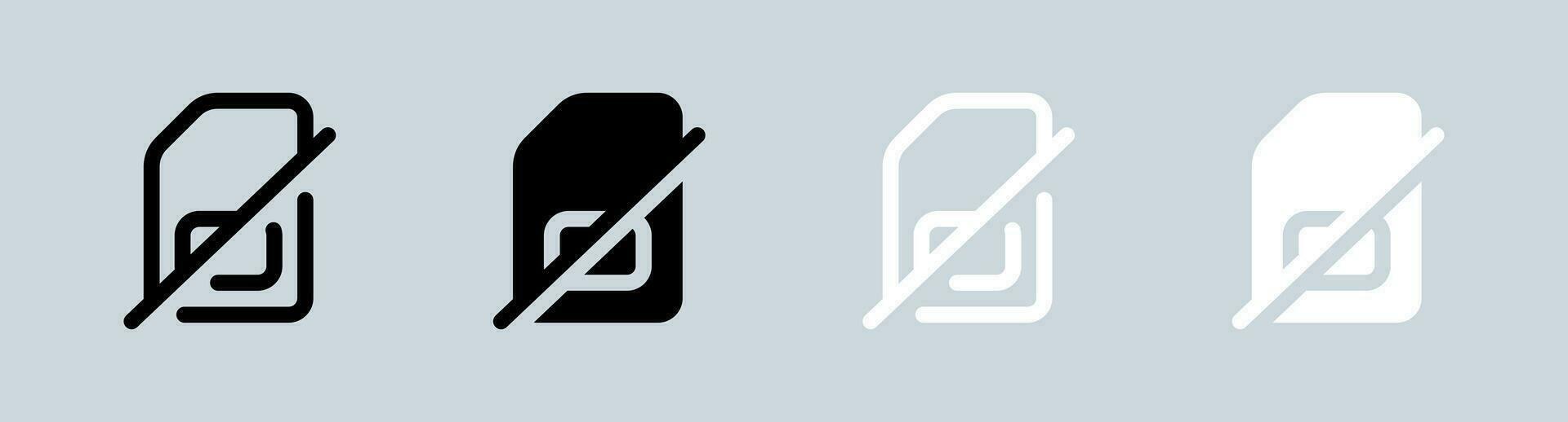 No sim icon set in black and white. Lost connection signs vector illustration.