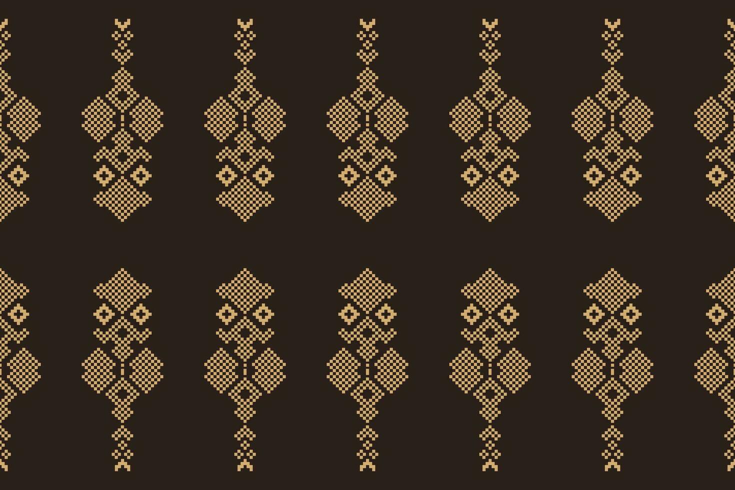 étnico geométrico tela modelo cruzar puntada.ikat bordado étnico oriental píxel modelo marrón antecedentes. resumen, vector, ilustración. textura,ropa,bufanda,decoracion,motivos,seda fondo de pantalla. vector