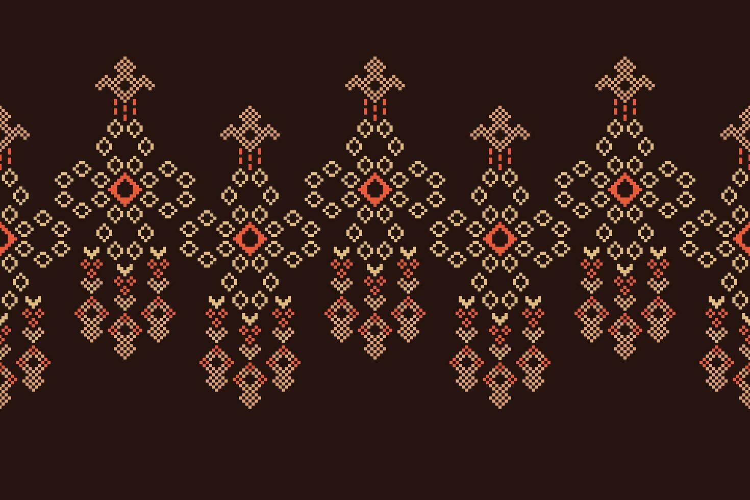 Ethnic geometric fabric pattern Cross Stitch.Ikat embroidery Ethnic oriental Pixel pattern navy blue background. Abstract,vector,illustration. Texture,clothing,scarf,decoration,motifs,silk wallpaper. vector