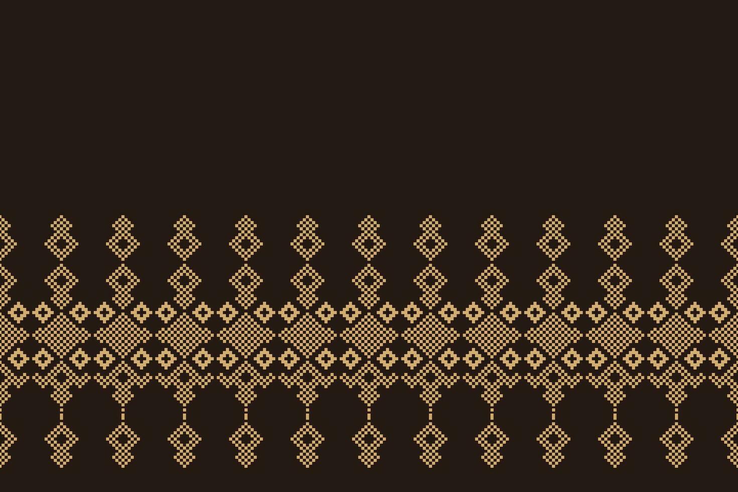 Ethnic geometric fabric pattern Cross Stitch.Ikat embroidery Ethnic oriental Pixel pattern brown background. Abstract,vector,illustration. Texture,clothing,scarf,decoration,motifs,silk wallpaper. vector
