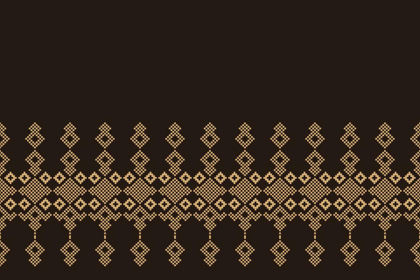 Ethnic geometric fabric pattern Cross Stitch.Ikat embroidery Ethnic oriental Pixel pattern brown background. Abstract,vector,illustration. Texture,clothing,scarf,decoration,motifs,silk wallpaper. vector