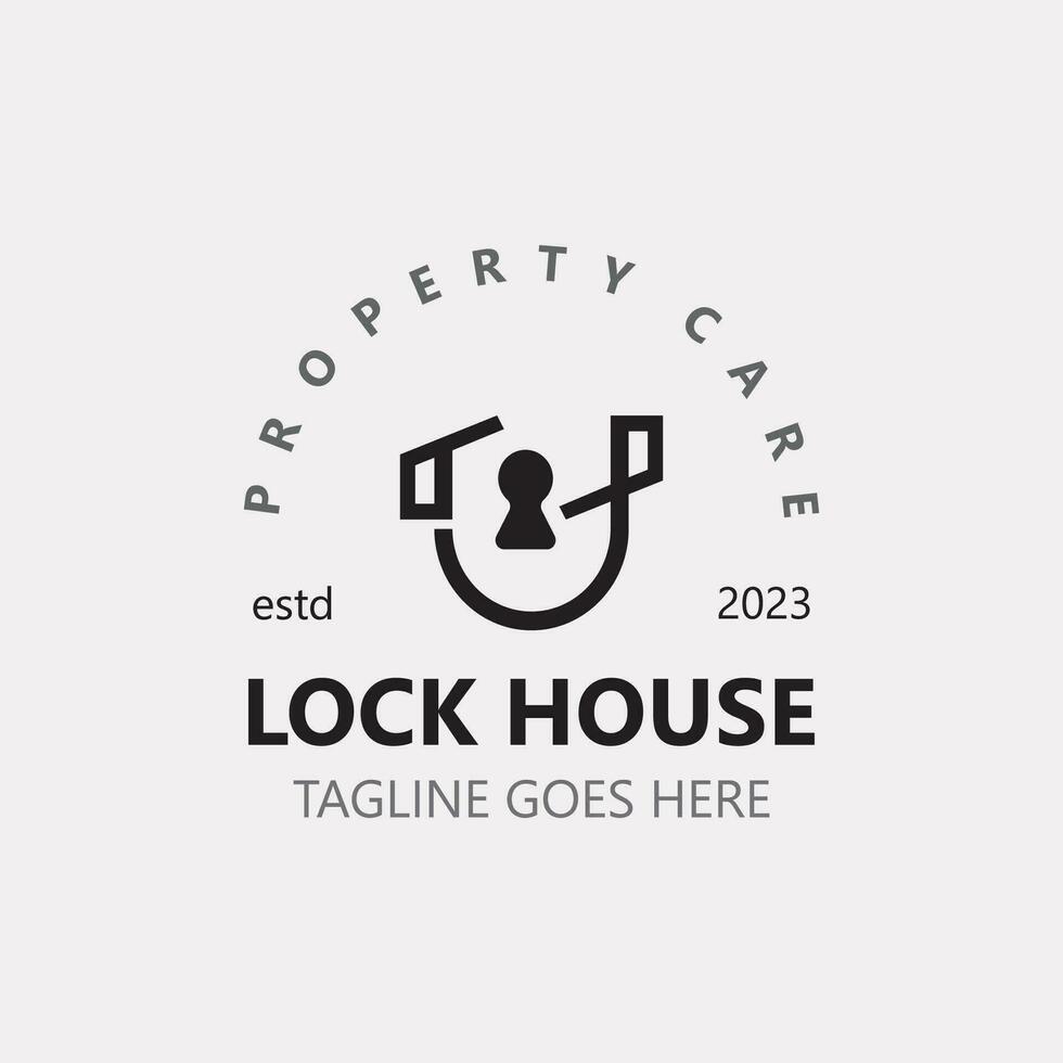 Lock House secure logo design, smart key home property, business vector  template