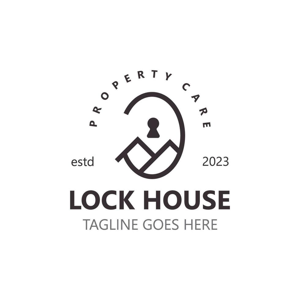 Lock House secure logo design, smart key home property, business vector  template