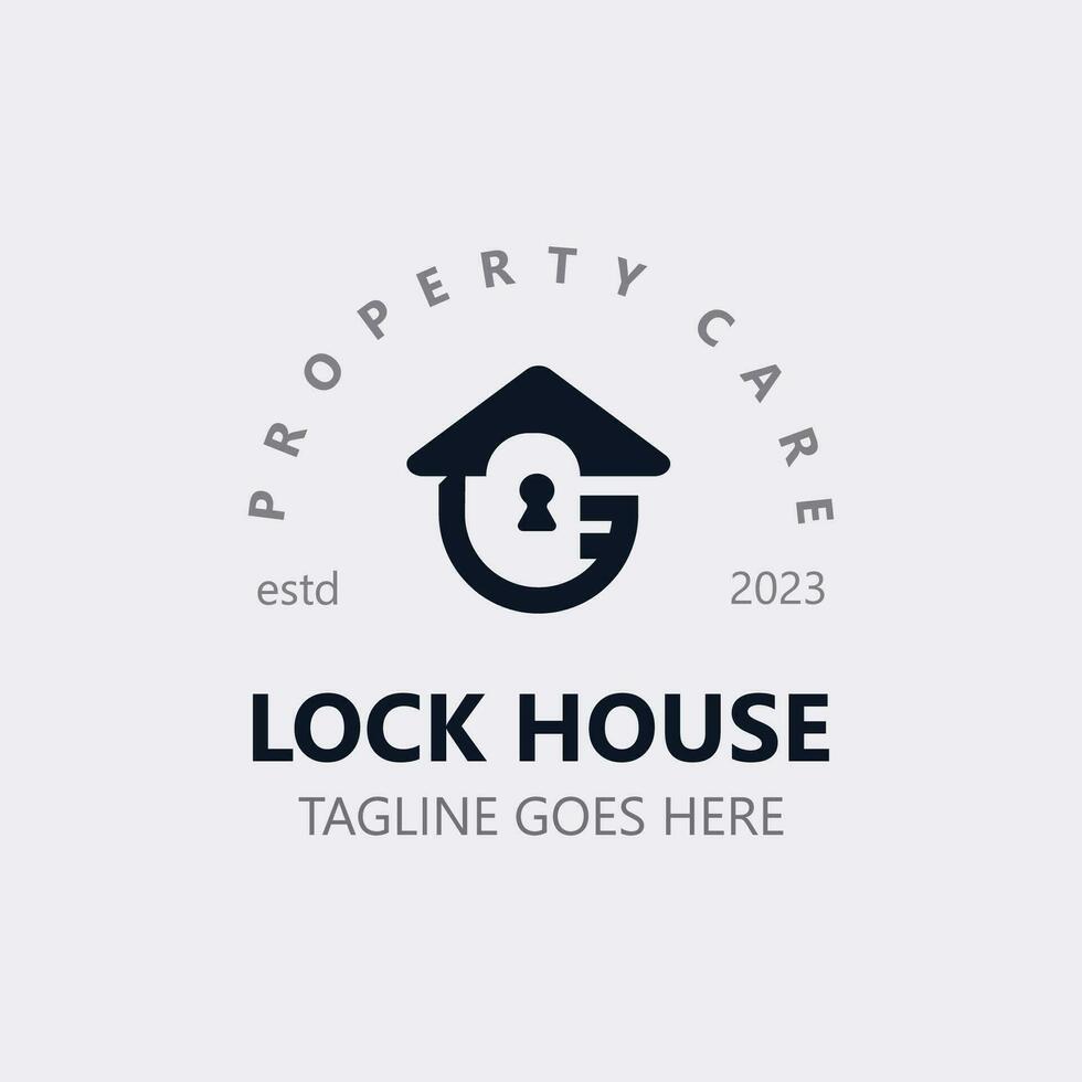 Lock House secure logo design, smart key home property, business vector  template