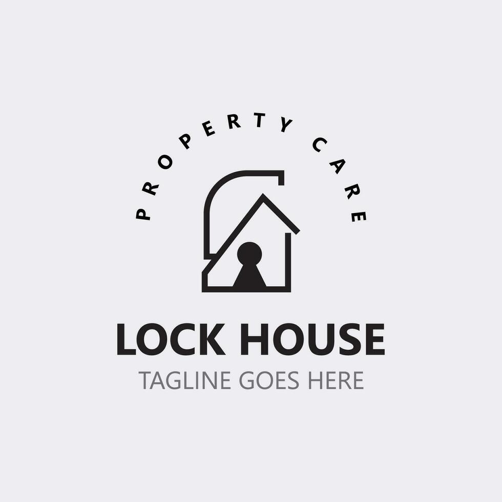 Lock House secure logo design, smart key home property, business vector  template