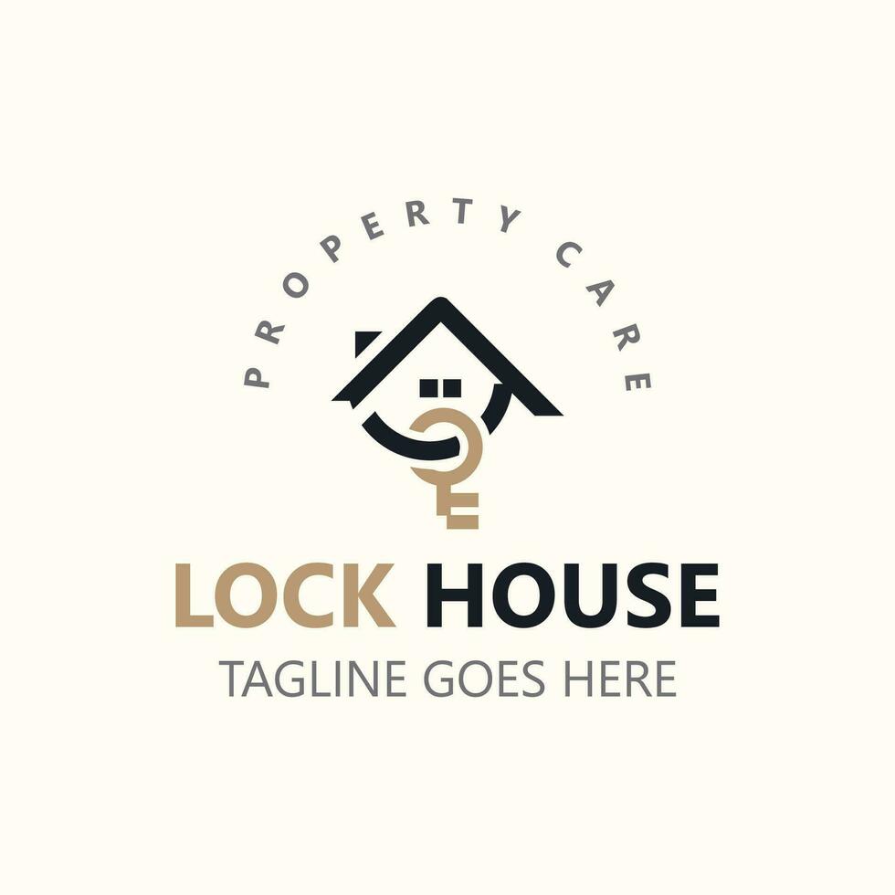 Lock House secure logo design, smart key home property, business vector  template