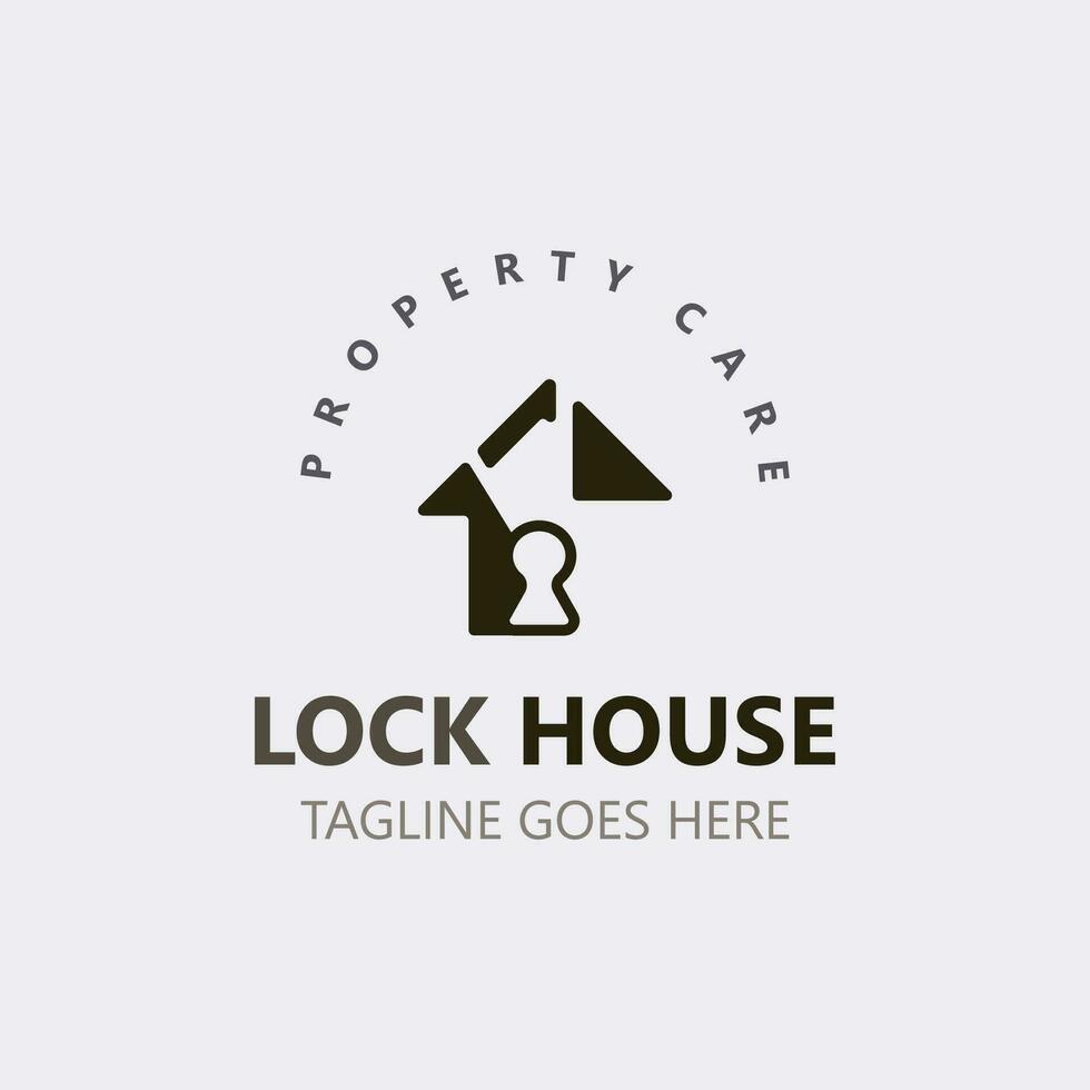 Lock House secure logo design, smart key home property, business vector  template