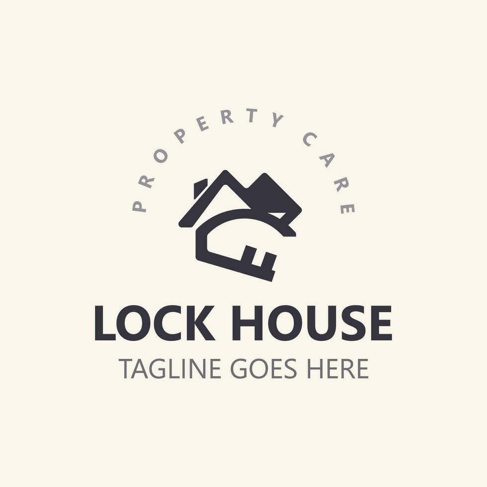 Lock House secure logo design, smart key home property, business vector  template