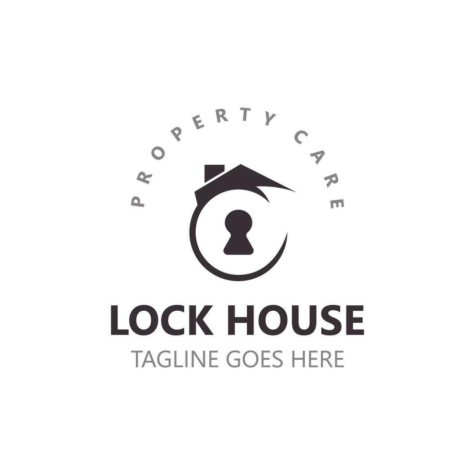 Lock House secure logo design, smart key home property, business vector  template