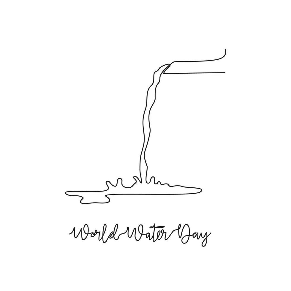 One continuous line drawing of World Water Day vector illustration. event on 22th march with water falling design illustration simple linear style vector concept. Suitable for your asset design.