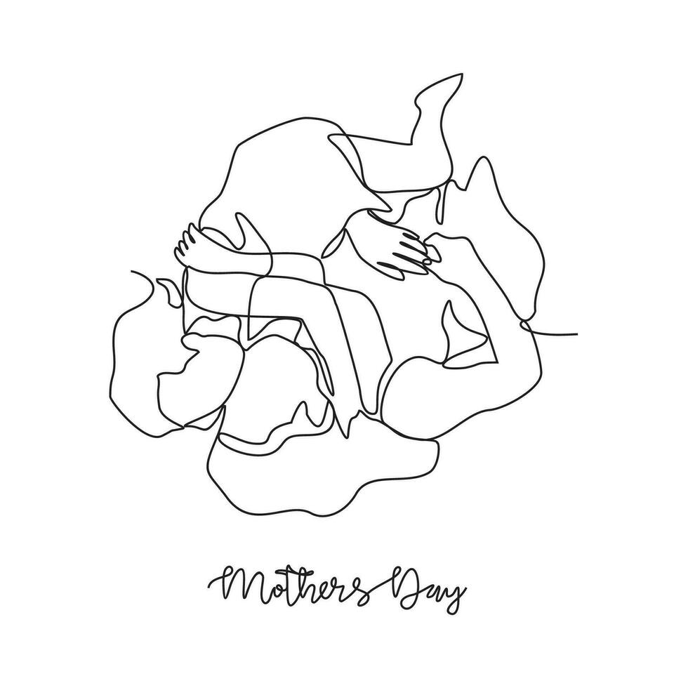 One continuous line drawing of mother's Day vector illustration. event on 14th may with mother's and child design illustration simple linear style vector concept. Suitable for your asset design