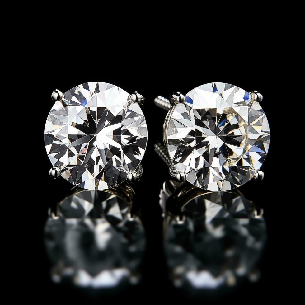 AI generated Diamond Earring in black background ai generated photo