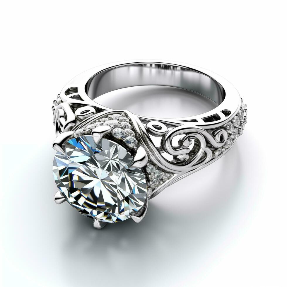 AI generated beautiful diamond ring in white background ai generated photo