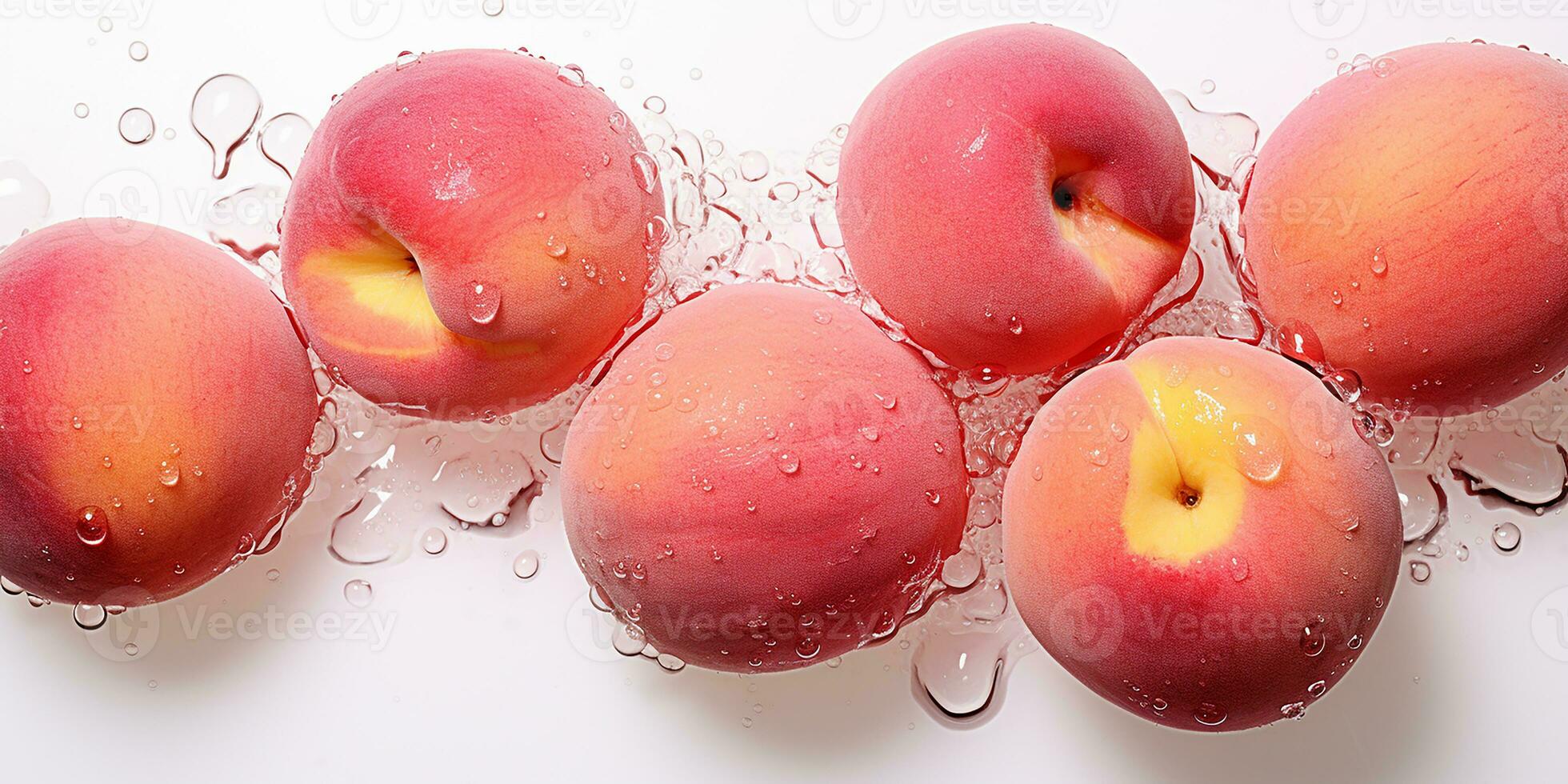 AI generated fresh peaches in water. ripe fruits photo