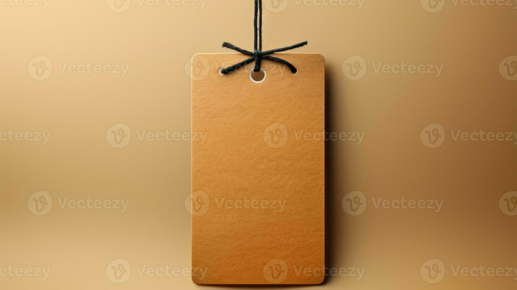 AI generated Brown Blank Craft Label Mockup Brown Paper Gift Tag for Decorating Product Set on Soft Background photo