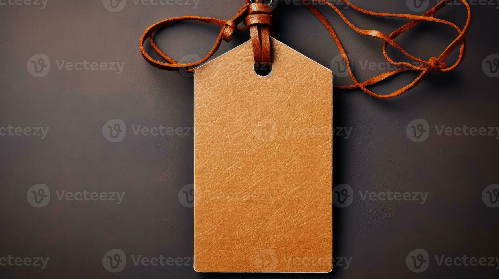 AI generated Brown Blank Craft Label Mockup Brown Paper Gift Tag for Decorating Product Set on Soft Background photo