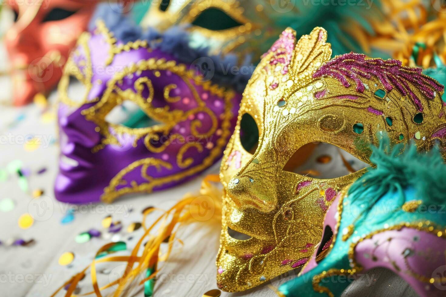 ai generado mardi gras carnaval vistoso plumas y mascaras en un festivo celebracion cultural extravagancia, florido creando un jubiloso, festivo tradicional traer vida a un fiesta celebracion foto