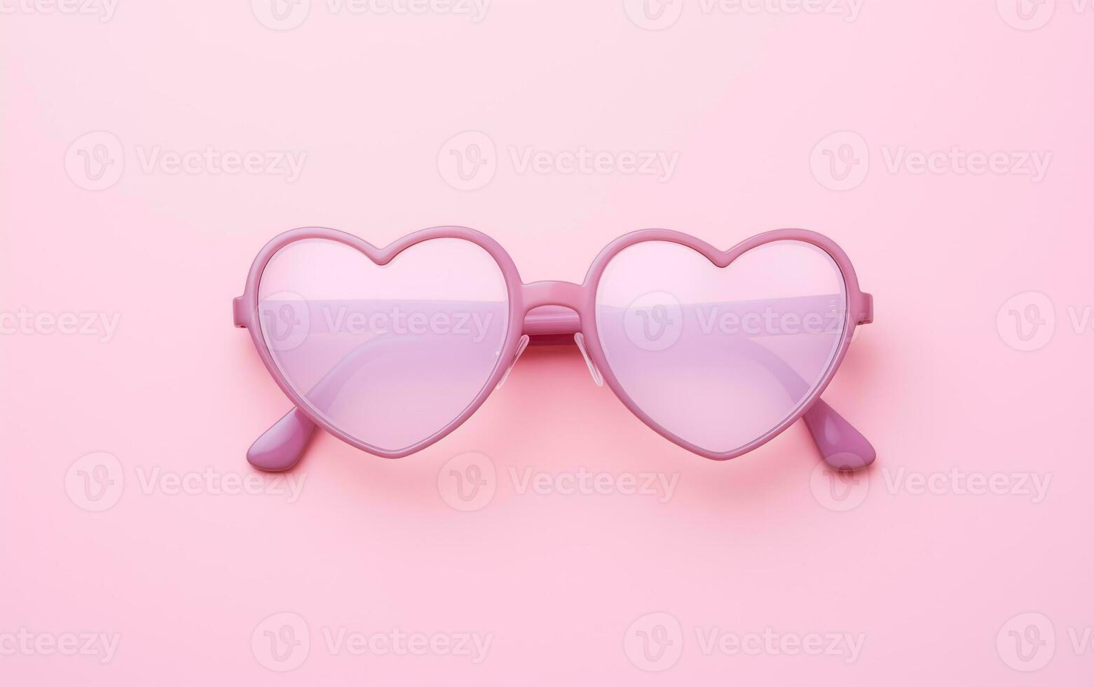 AI generated Valentines day or summer concept. Heart shaped glasses on pink background. photo