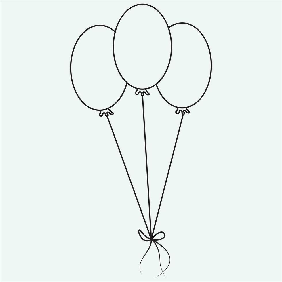 One line hand drawn balloon outline vector illustration