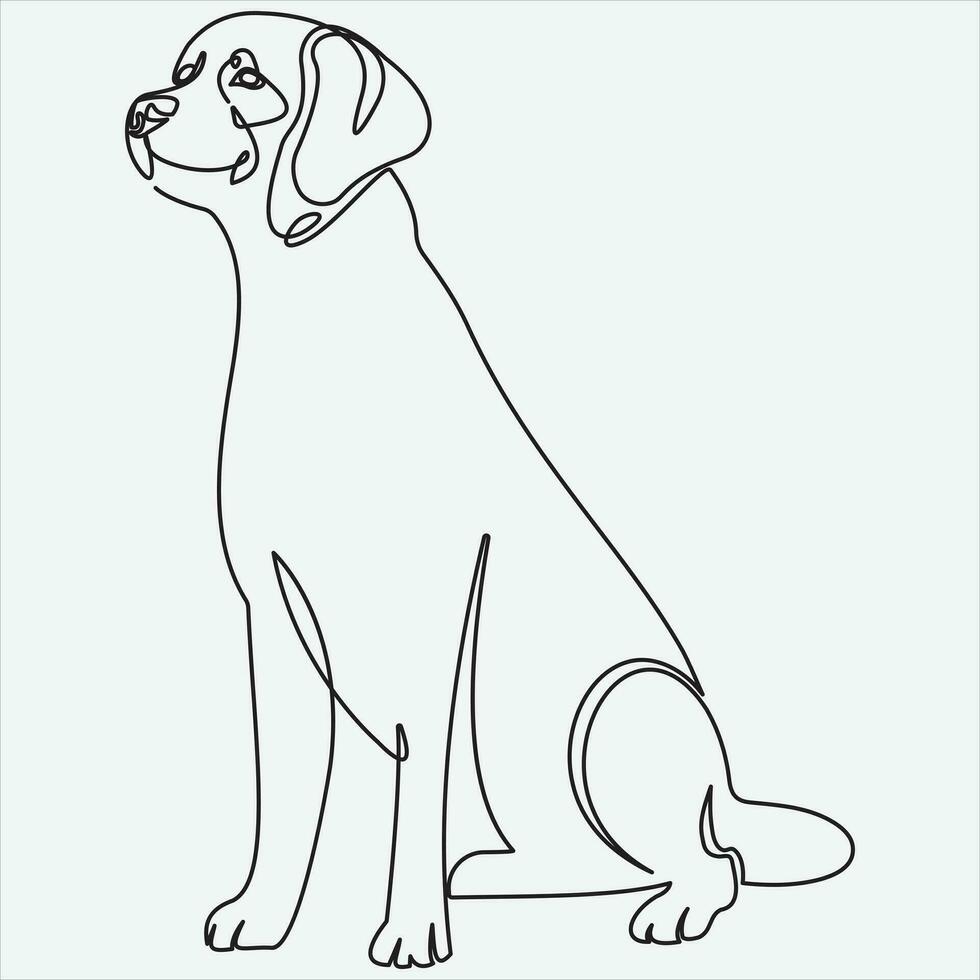 Continuous Vector line drawing of dog one line drawing