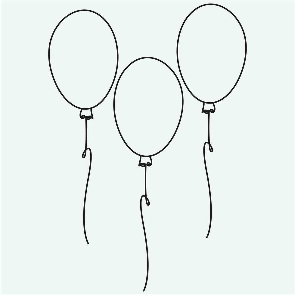 One line hand drawn balloon outline vector illustration