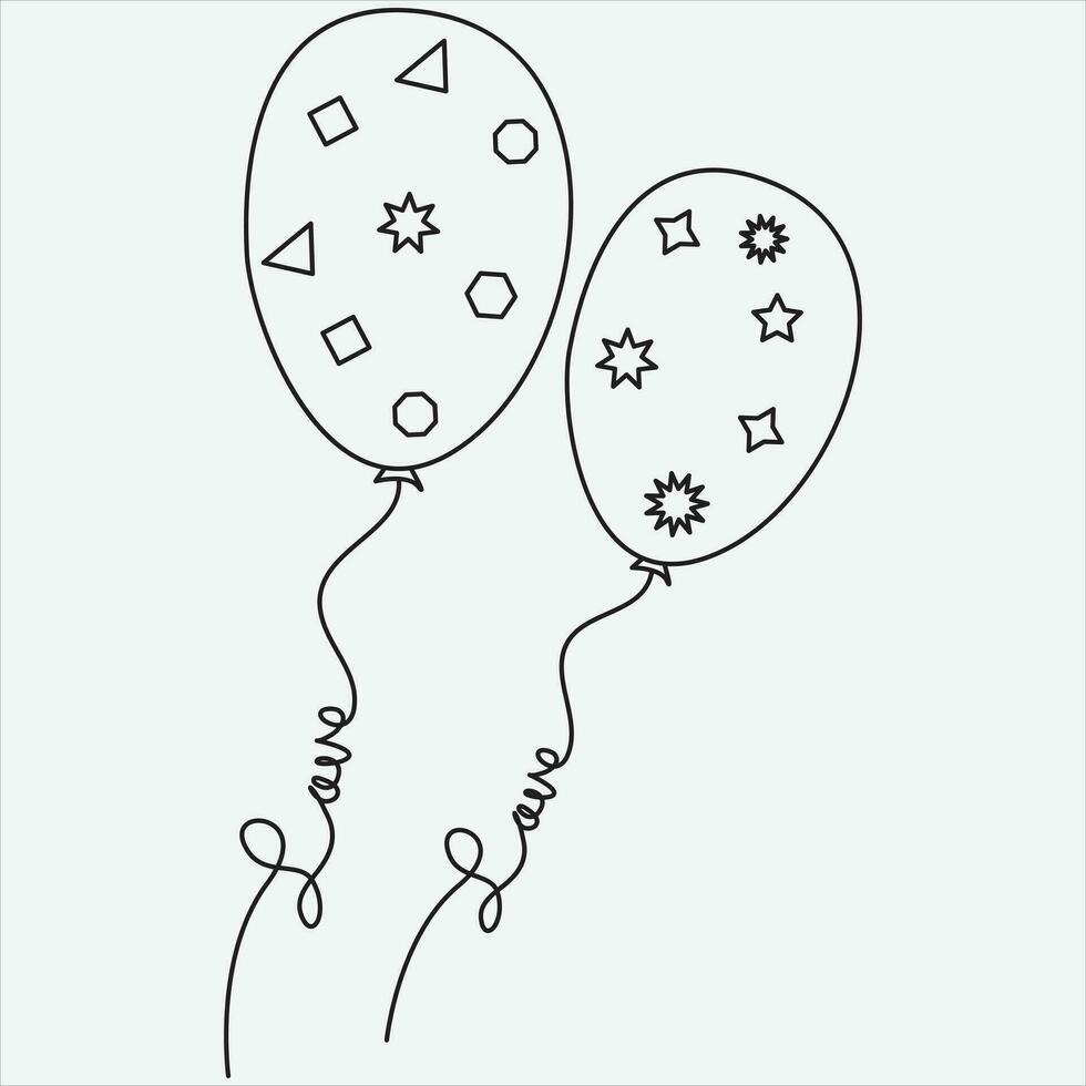 One line hand drawn balloon outline vector illustration