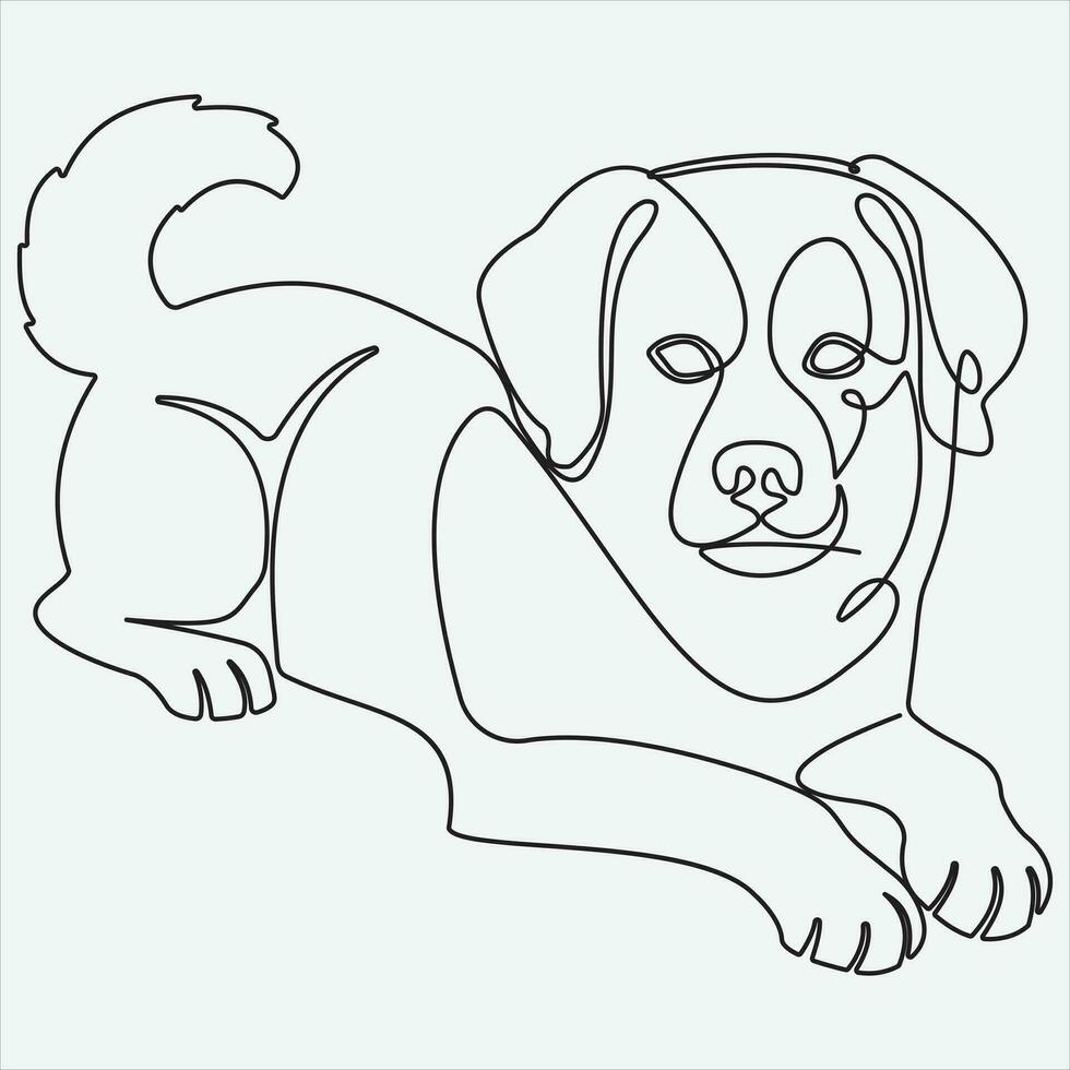 continuo vector línea dibujo de perro uno línea dibujo