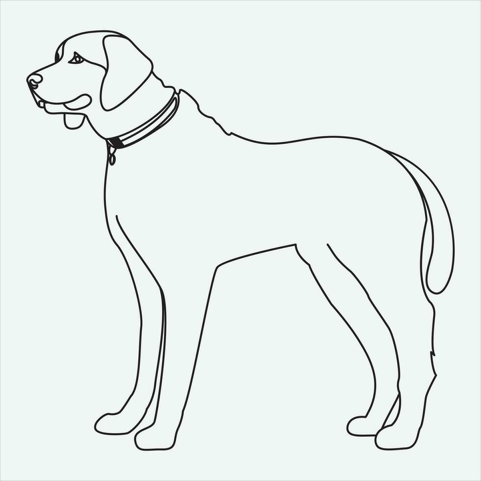 uno línea mano dibujado perro contorno vector ilustración