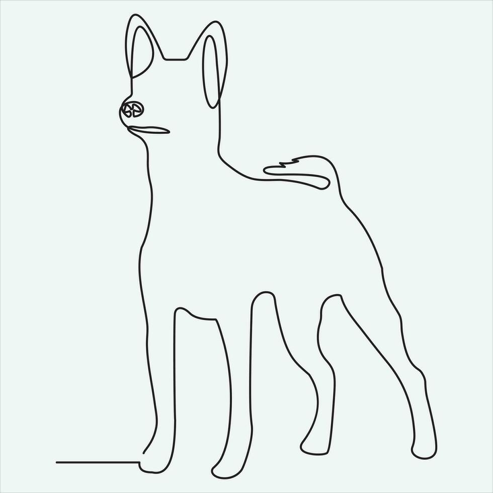 Continuous Vector line drawing of dog one line drawing