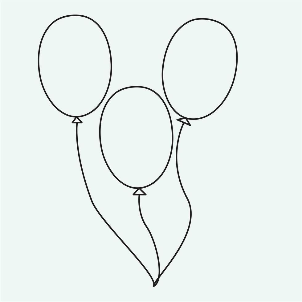 One line hand drawn balloon outline vector illustration