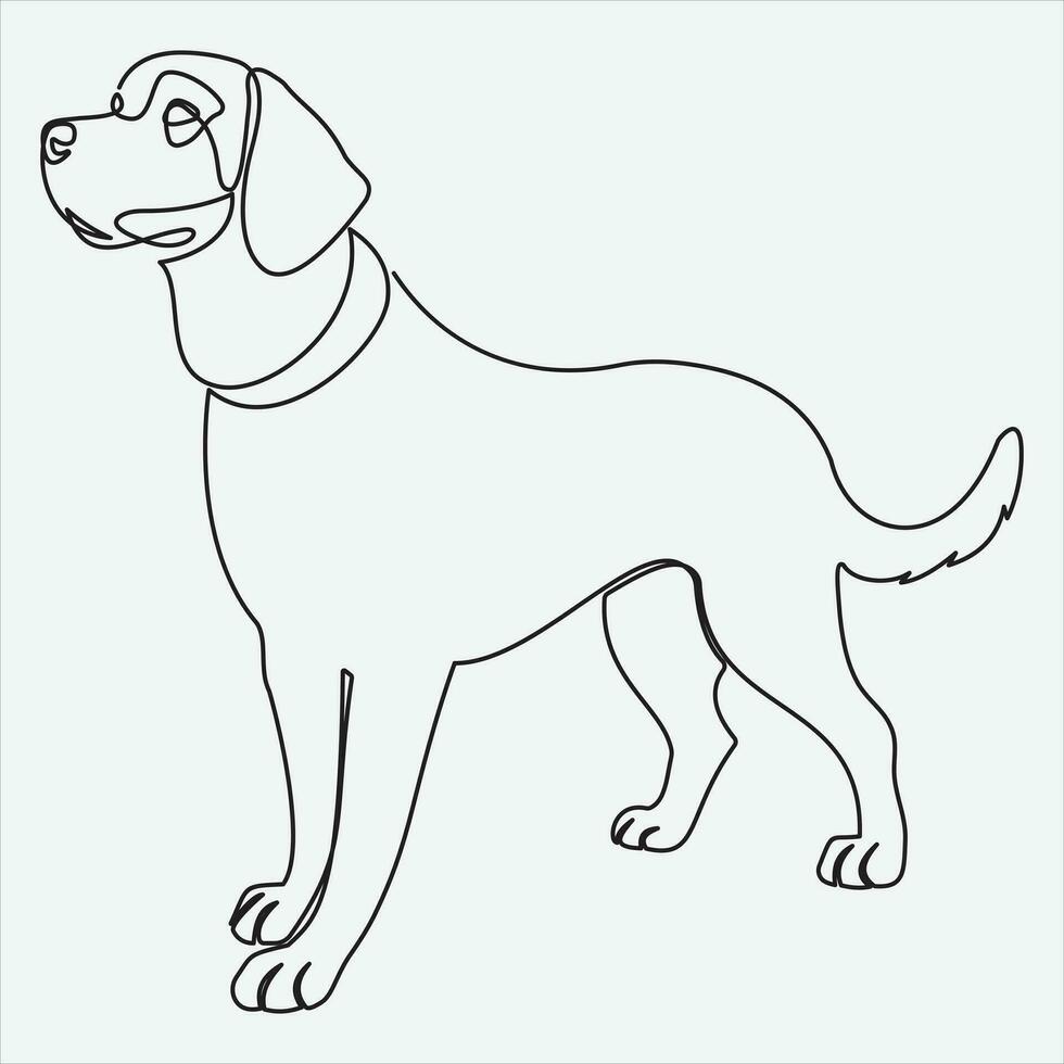 continuo vector línea dibujo de perro uno línea dibujo