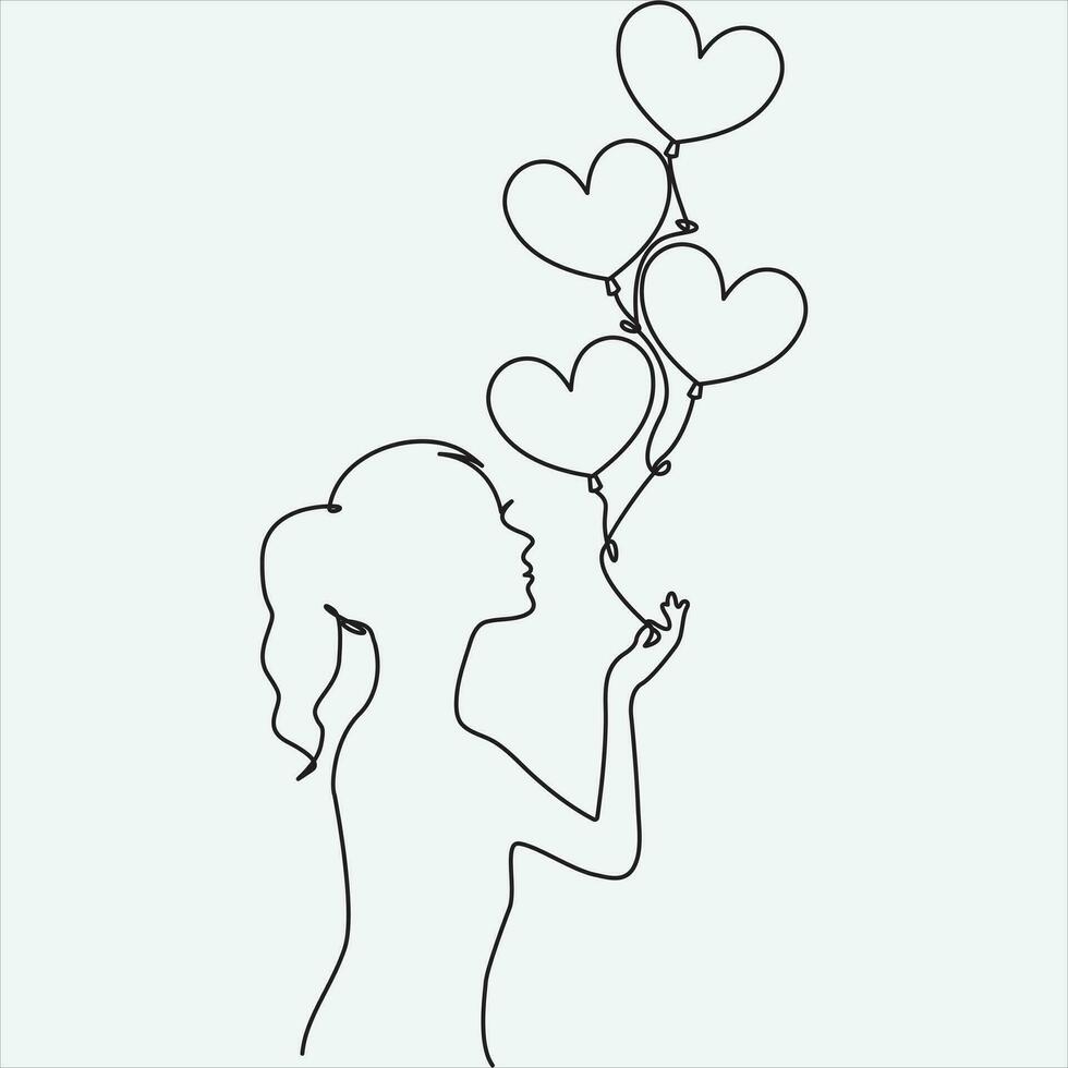 One line hand drawn balloon outline vector illustration 36427344 Vector
