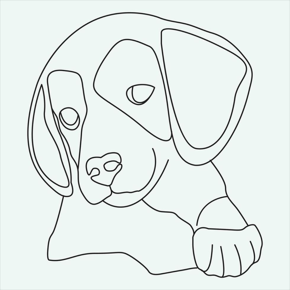 uno línea mano dibujado perro contorno vector ilustración