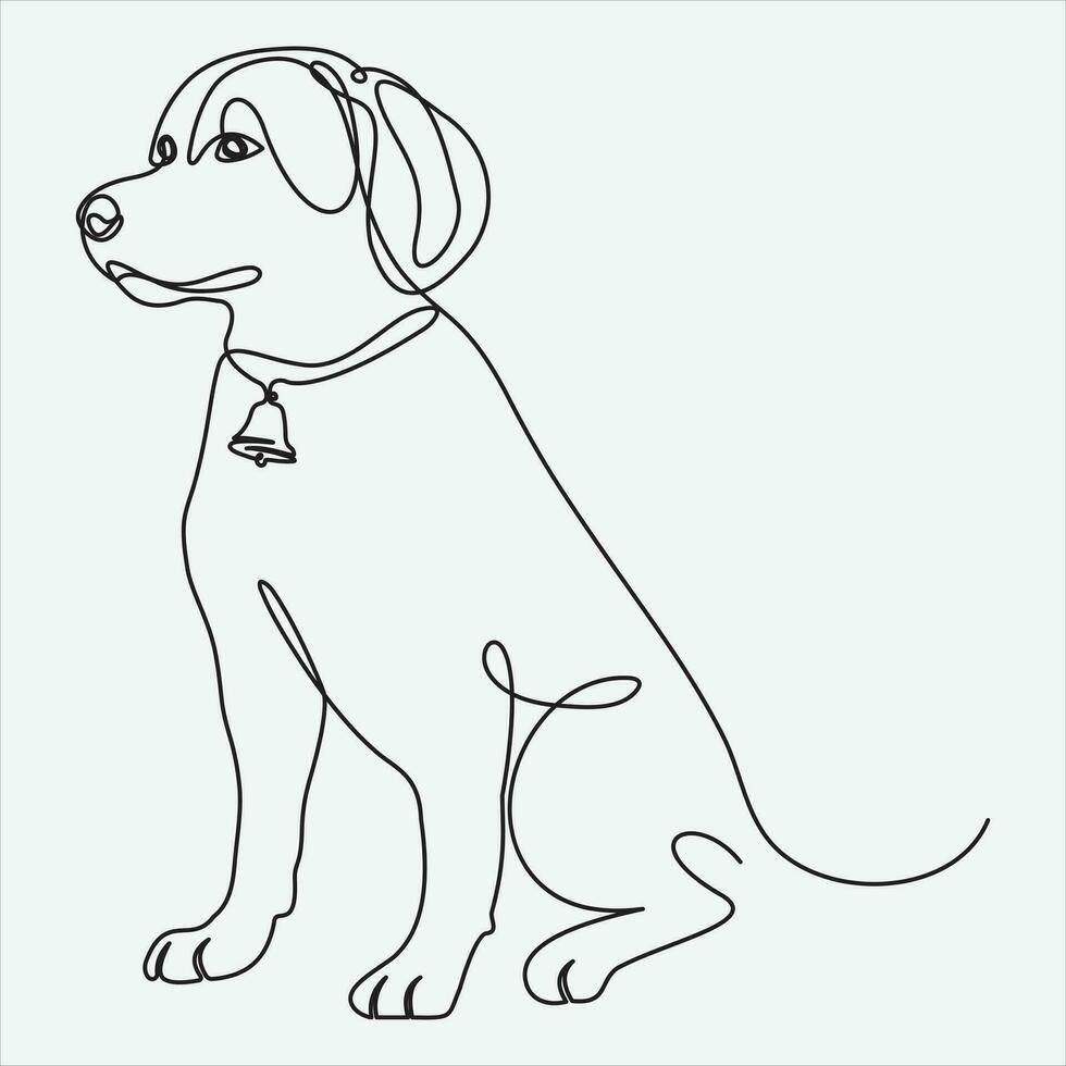 continuo vector línea dibujo de perro uno línea dibujo