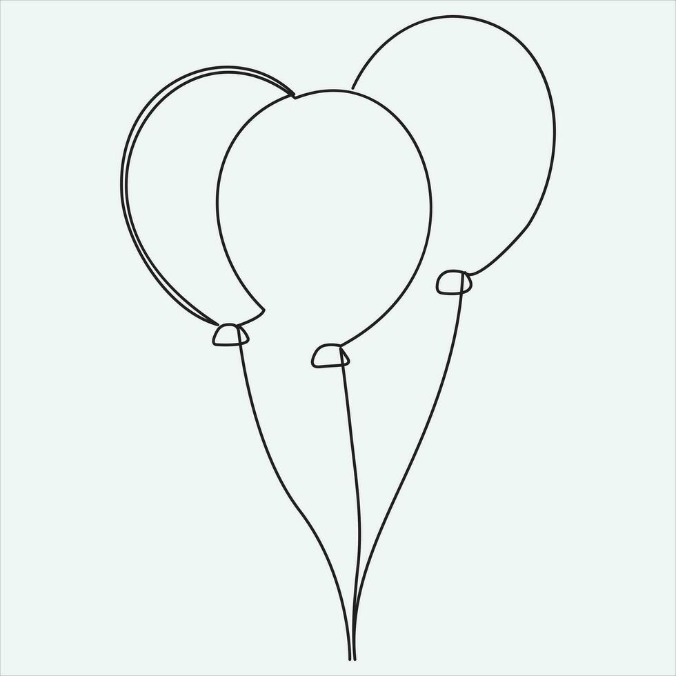 Continuous line hand drawing vector illustration balloon art