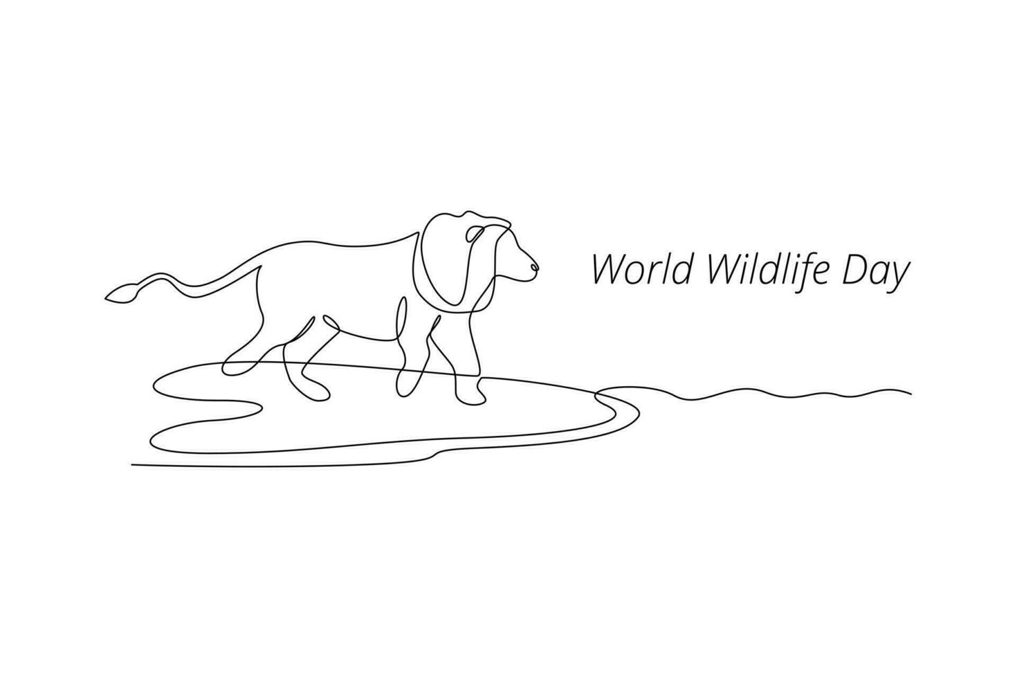 Continuous one line drawing World wildlife day concept. Doodle vector illustration.