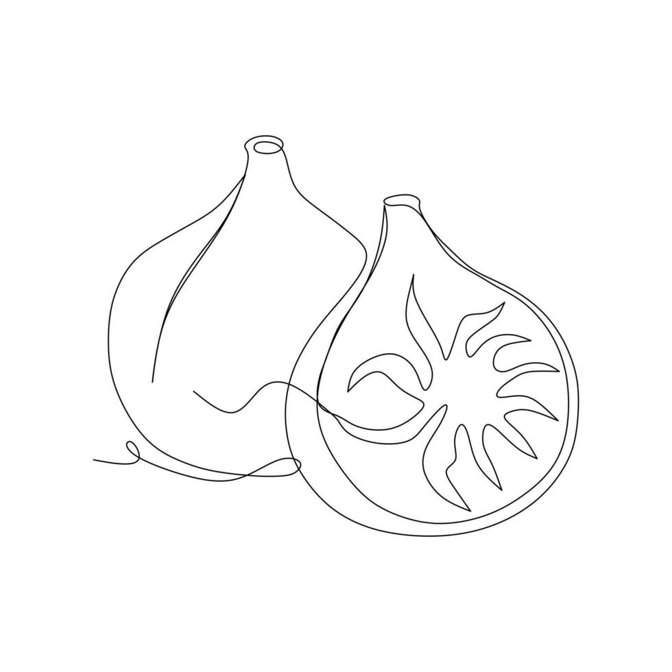 Continuous one single line drawing of fig fruits icon vector illustration concept